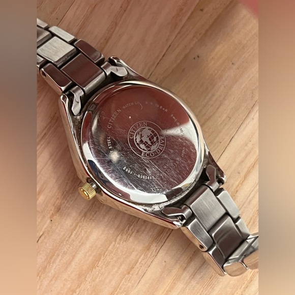 Citizen Eco-Drive Ladies Watch Two Tone Bracelet White Dial Day Date Window - Picture 7 of 11